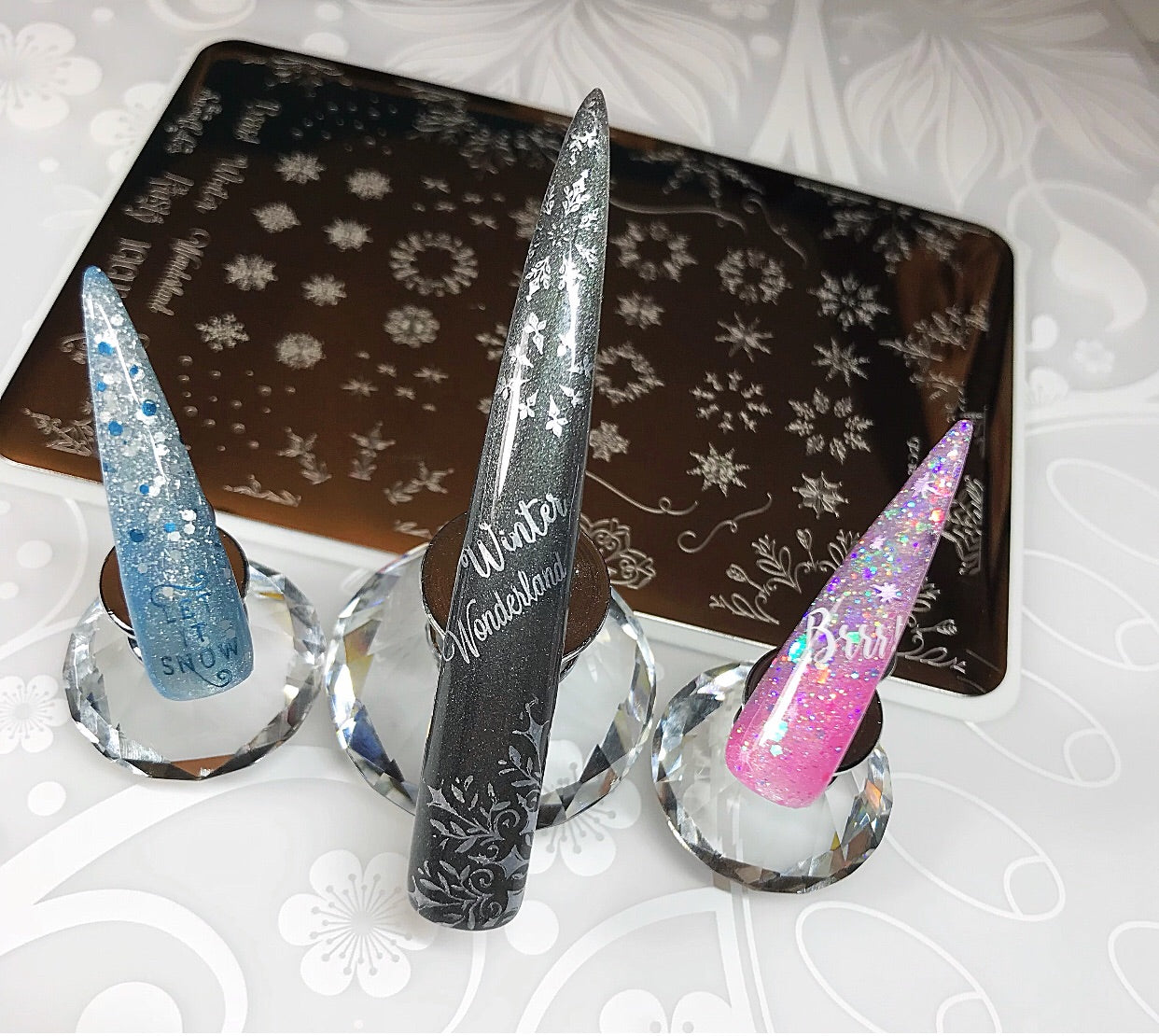 Let it Snow (CjSC-18) - Steel Nail Art Stamping Plate 14 x 9 Clear Jelly Stamper