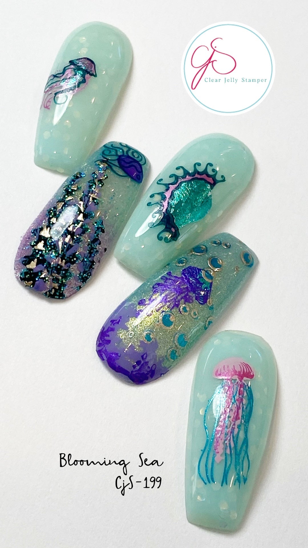 Blooming Sea (CjS-199) Steel Stamping Plate 8 x 8 Clear Jelly Stamper