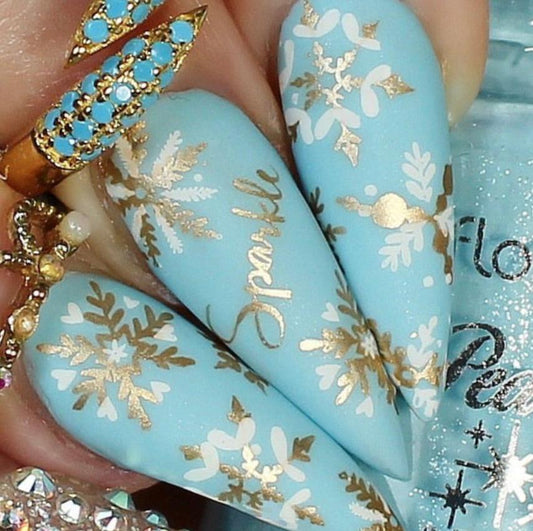 Painted Snowflakes (CjS C-30) Steel Nail Art Stamping Plate 14 x 9 Clear Jelly Stamper