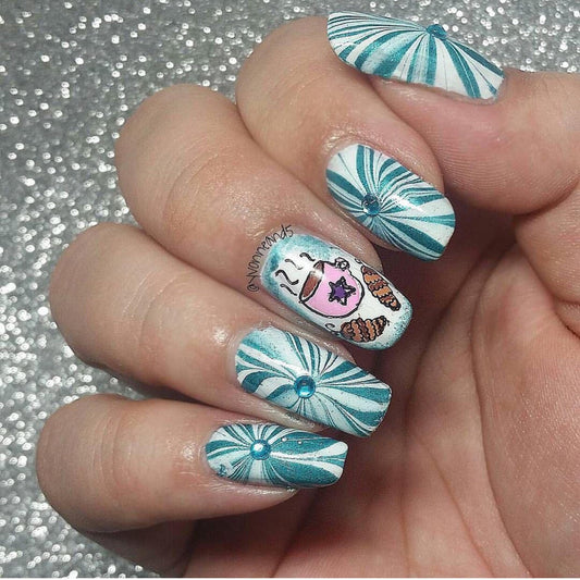 Cappuccino and Candles (CjSC-06) - Steel Nail Art Stamping Plate 6x6 Clear Jelly Stamper