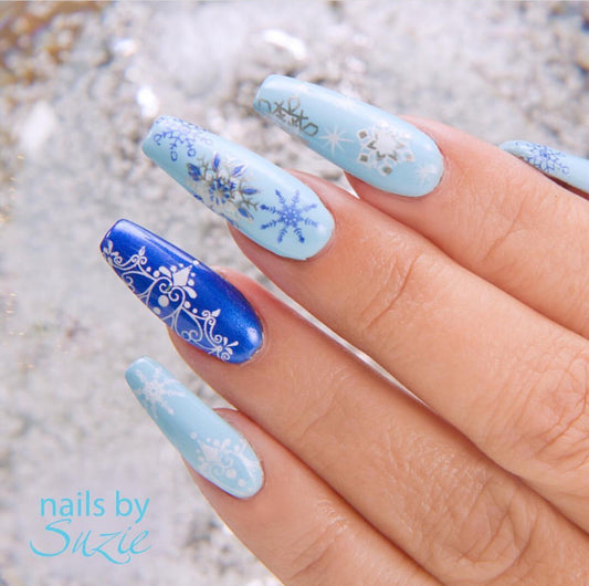 Diamonds in Ice (CjSC-14) - Steel Nail Art Stamping Plate 14 x 9 Clear Jelly Stamper