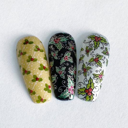 Holly Jolly (CjSC-45) Steel Nail Art Stamping Plate 14 x 9 Clear Jelly Stamper