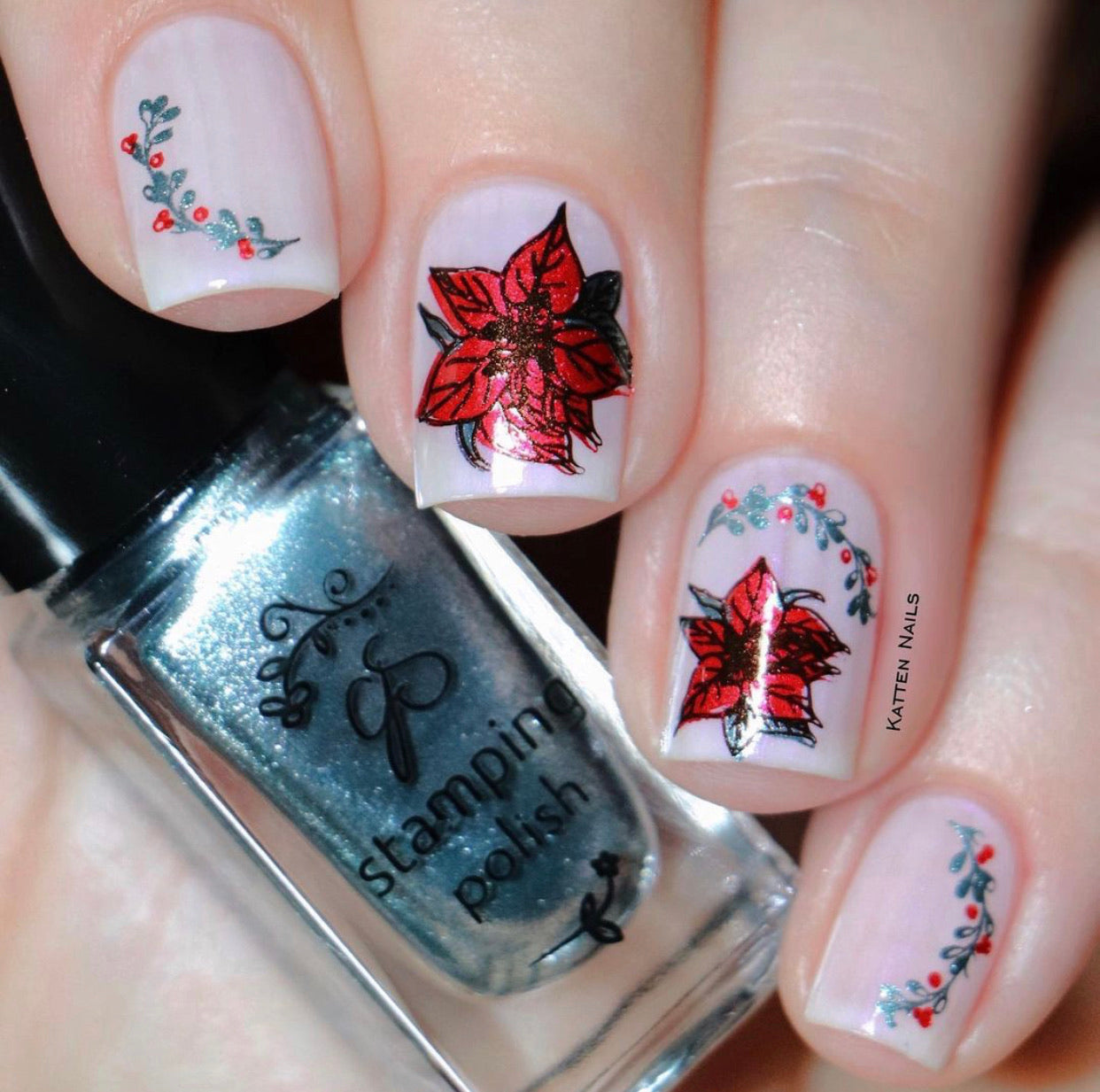 A Pretty Little Holiday (CjSC-33) Steel Nail Art Stamping Plate 8 x 8 Clear Jelly Stamper