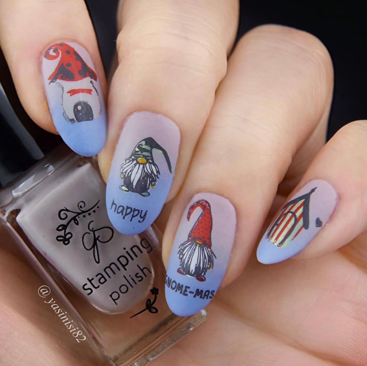 Gnome-mas (CjS C-48) Steel Nail Art Stamping Plate 14 x 9 Clear Jelly Stamper