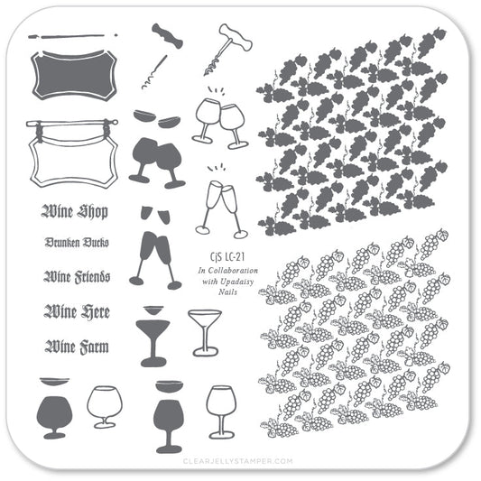 Wine Shop (CjS LC-21) - Steel Stamping Plate 6x6 Clear Jelly Stamper