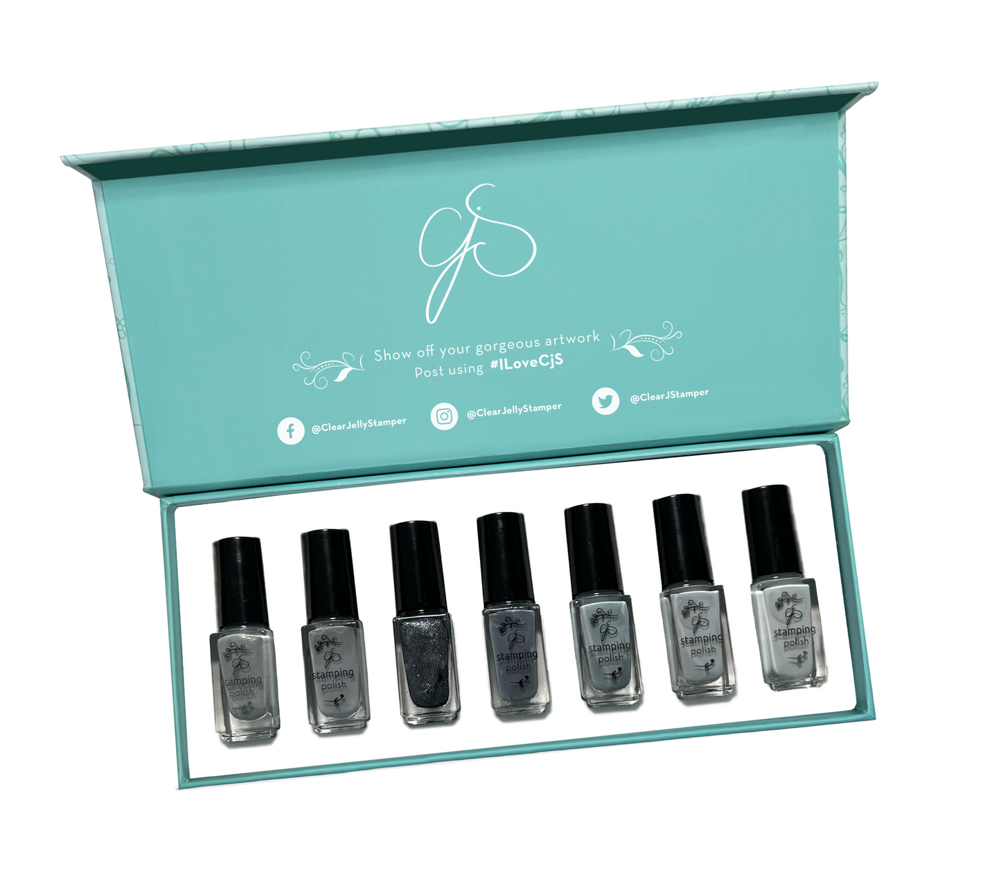 Stamping Polish Kit - 7 Shades of Grey (7 colors)