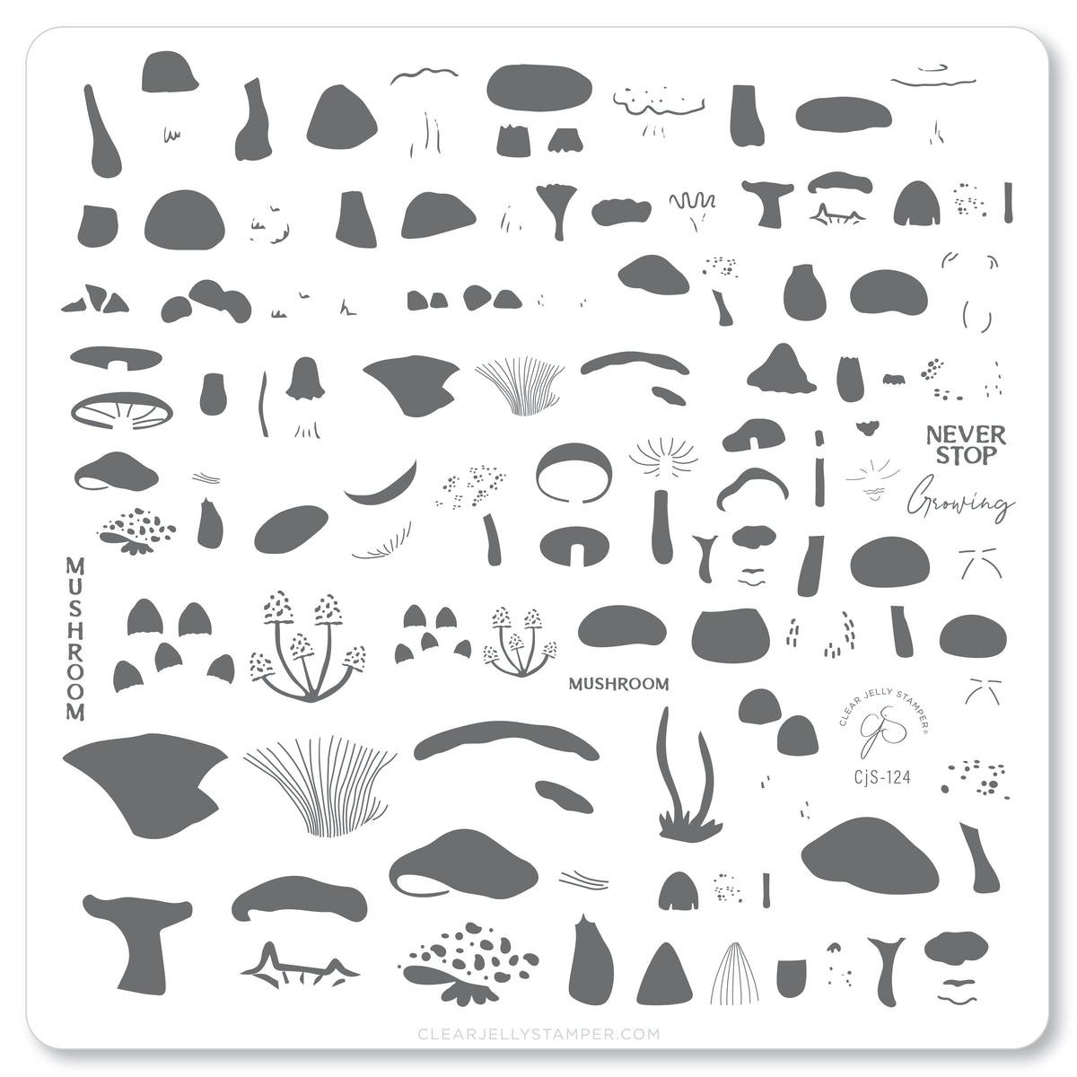 Fabulous Funghi (CjS-124) Etched Nail Art Stamping Plate