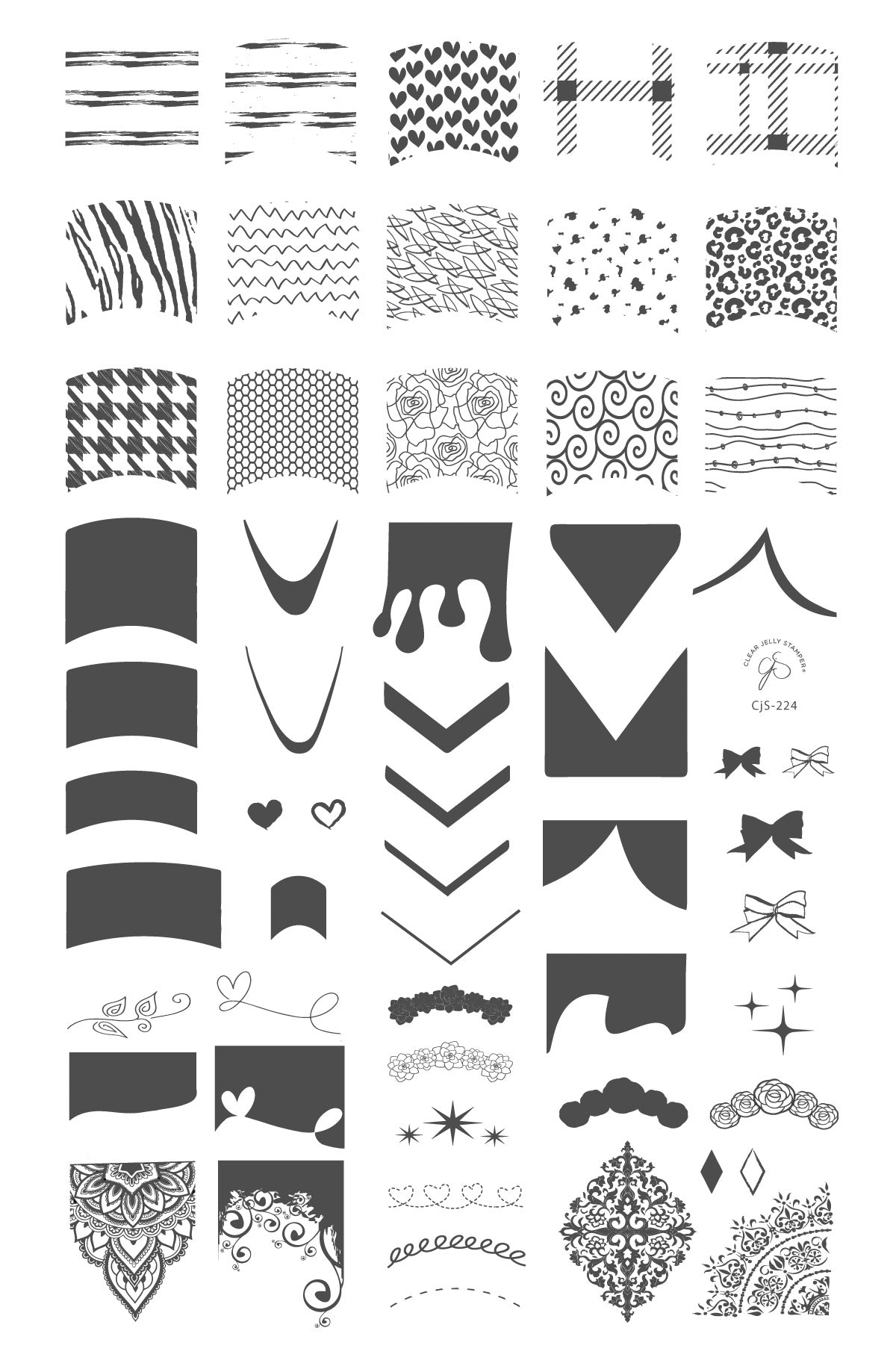 French Mani Mini (CjS-246) Etched Nail Art Stamping Plate