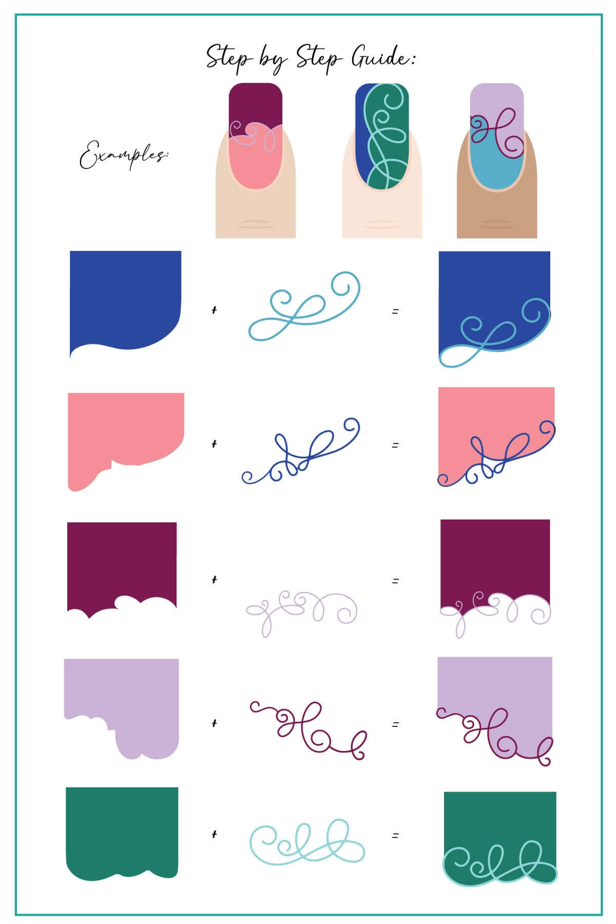 layered-nail-art-stamping-plate-how-to-card-with-colorful-swirly-french-tip-designs
