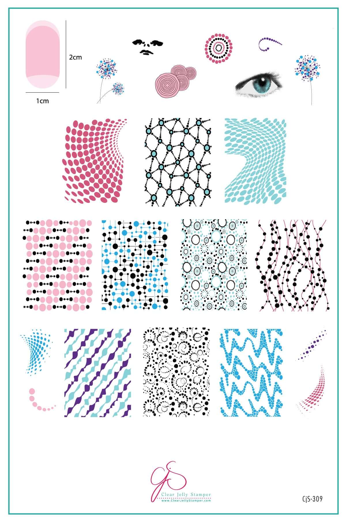 layered-nail-art-stamping-plate-inspo-card-with-colorful-abstract-designs-of-full-coverage-dots-swirls-and-faces