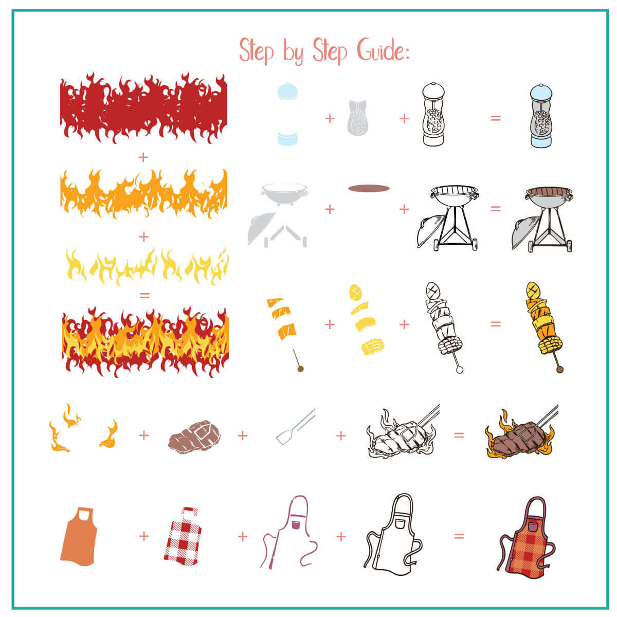  layered-nail-art-stamping-plate-how-to-card-with-colorful-bbq-inspired-designs-grills-flames-utensils-beer-vegetables-and-words-for-nail-art