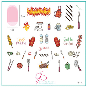 Get to Grillin' (CjS-319) Steel Nail Art Layered Stamping Plate
