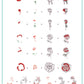 layered-nail-art-stamping-plate-how-to-card-with-modern-abstract-designs-of-roses-flowers-palm-leaves-and-faces