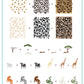 layered-nail-art-stamping-plate-how-to-card-with-animal-prints-of-zebra-snake-cow-cheetah-elephant-tiger-and-giraffe