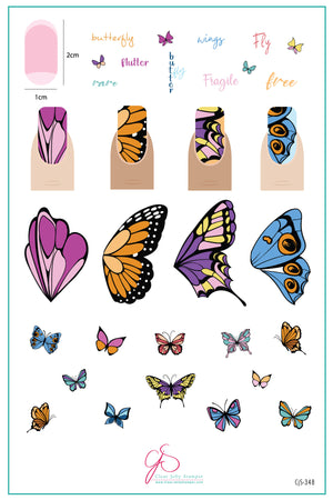 layered-nail-art-stamping-plate-inspo-card-with-colorful-butterfly-and-butterfly-wing-designs-and-words-for-nail-art