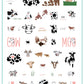 layered-nail-art-stamping-plate-inspo-card-showing-colorful-designs-of-cows-cow-print-and-words-for-nail-art