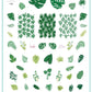layered-nail-art-stamping-plate-inspo-card-showing-colorful-designs-of-tropical-leaves-palm-leaves-banana-leaves-and-words-for-nail-art
