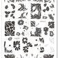 layered-nail-art-stamping-plate-with-abstract-designs-of-flowers-floral-prints-and-words-for-nail-art