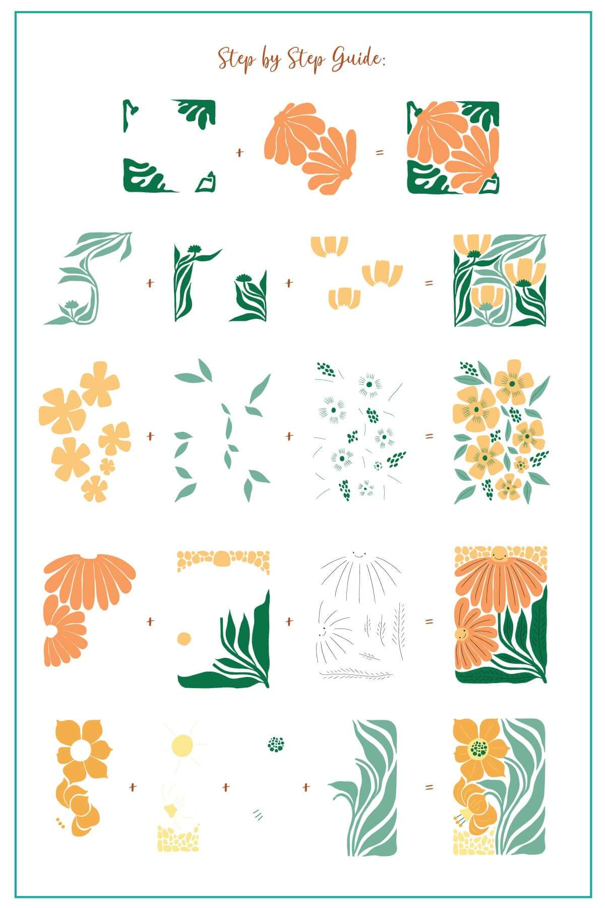 layered-nail-art-stamping-plate-how-to-card-with-colorful-designs-of-full-coverage-abstract-floral-prints-and-leaves