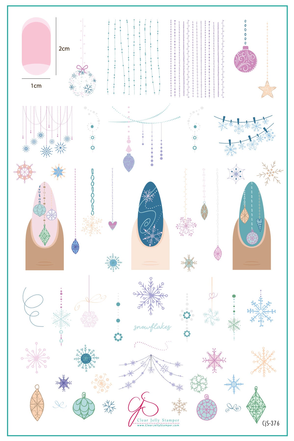 Snowflakes on Chains (CjS-376) Etched Nail Art Stamping Plate