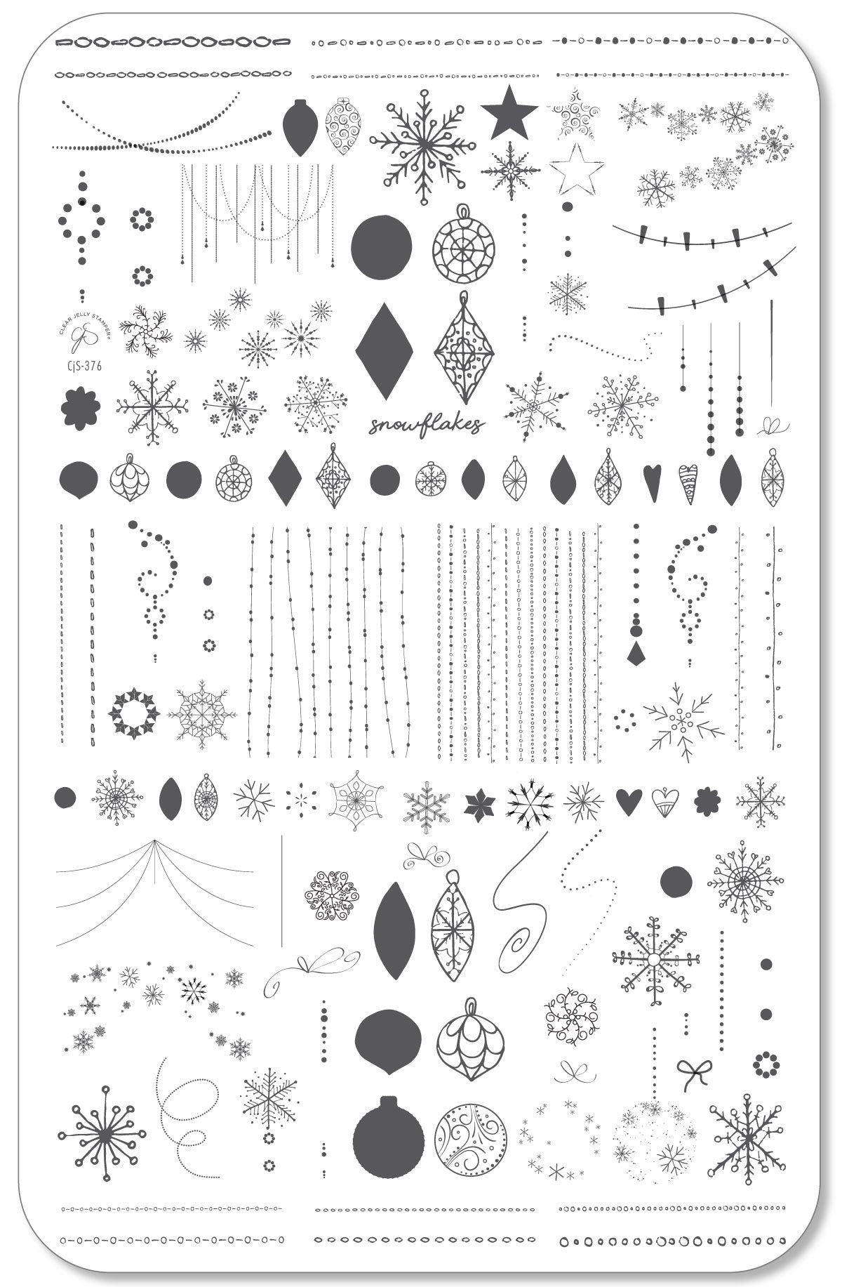 Snowflakes on Chains (CjS-376) Etched Nail Art Stamping Plate