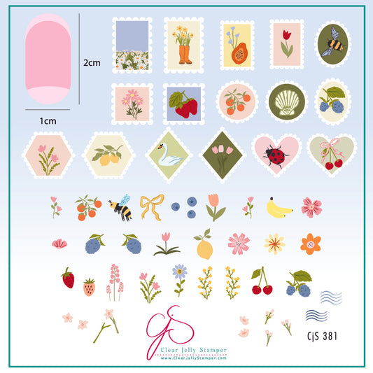 Perfectly Postage (CjS-381) Steel Nail Art Layered Stamping Plate