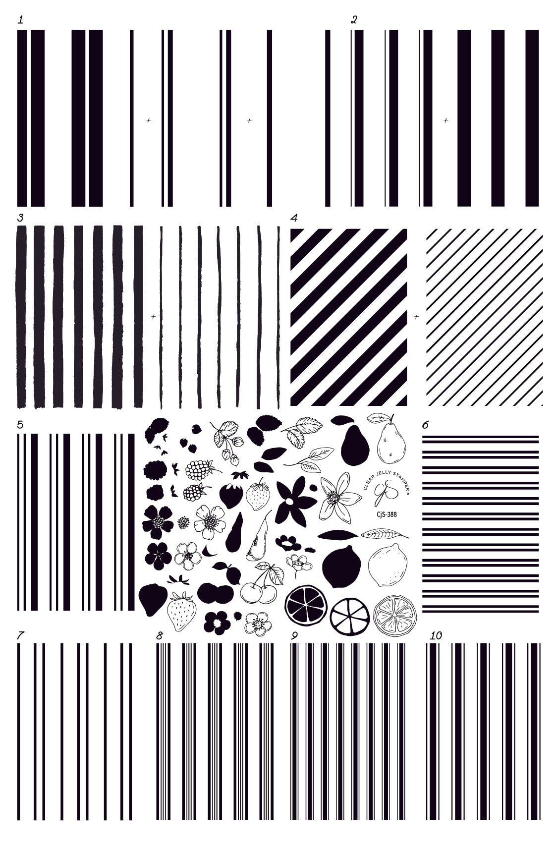 Cabana Stripes (CjS-388) Steel Nail Art Layered Stamping Plate