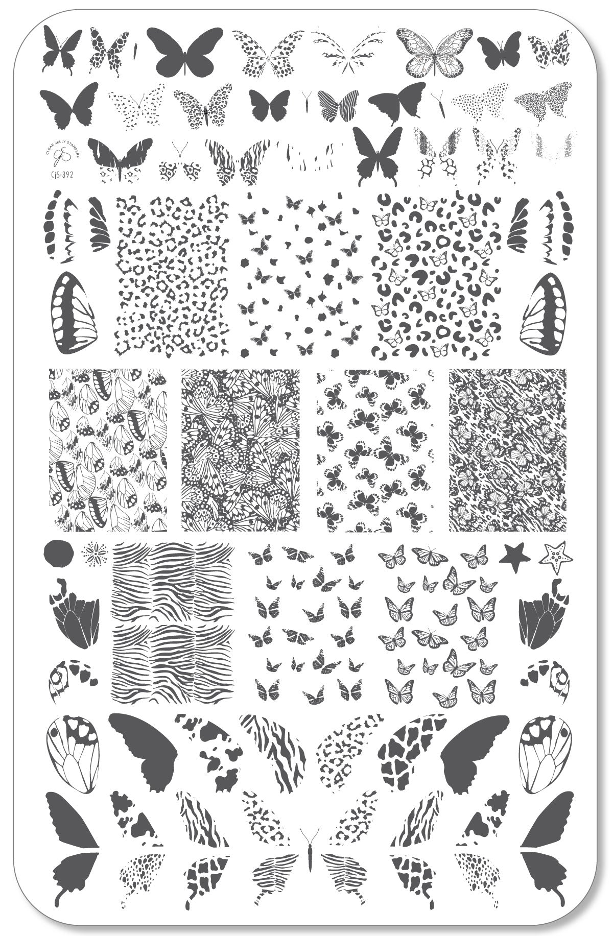 Wild Wings (CjS-392) Steel Nail Art Layered Stamping Plate
