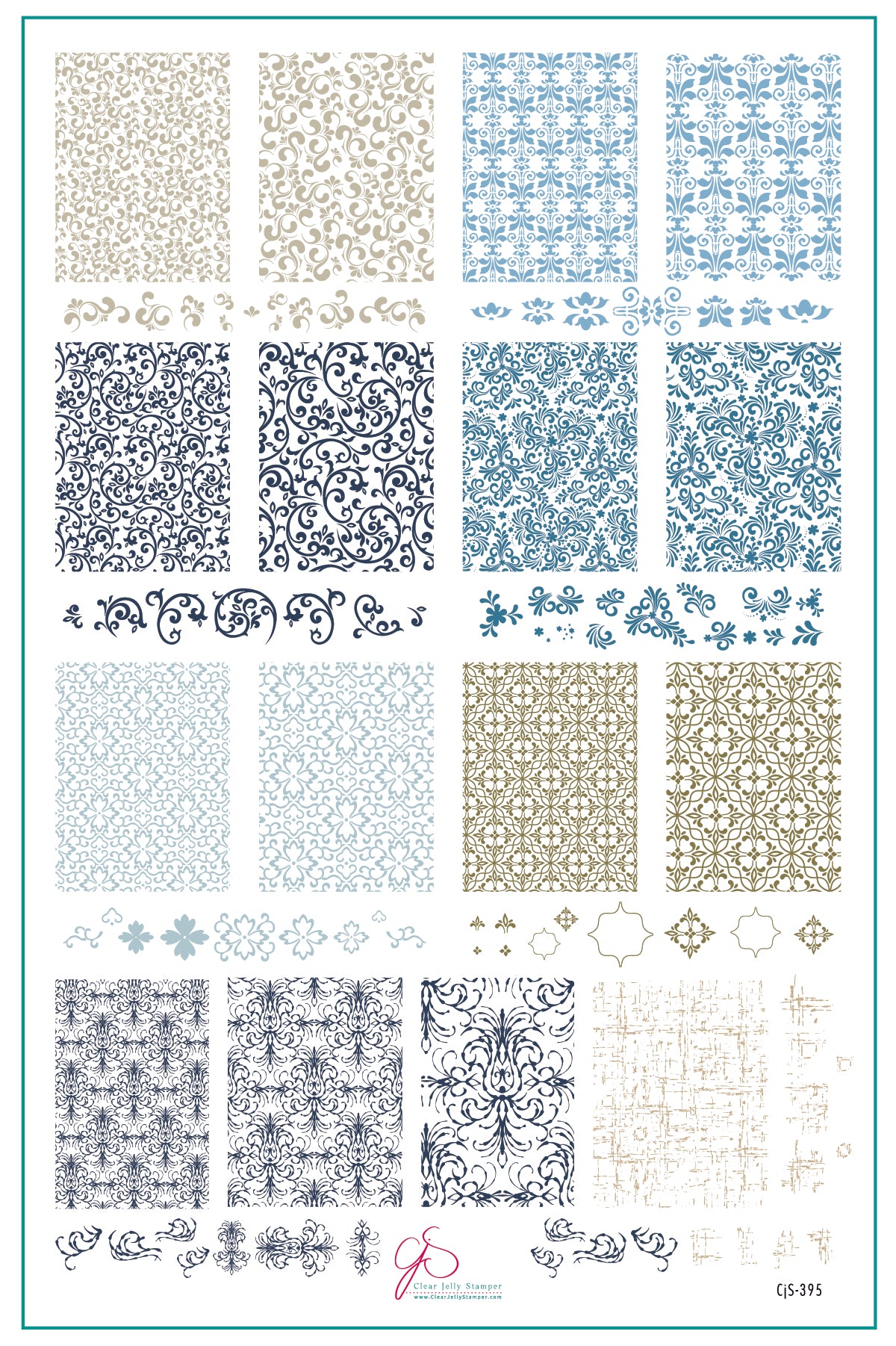 Twisted Elegance (CjS-395) Etched Nail Art Stamping Plate