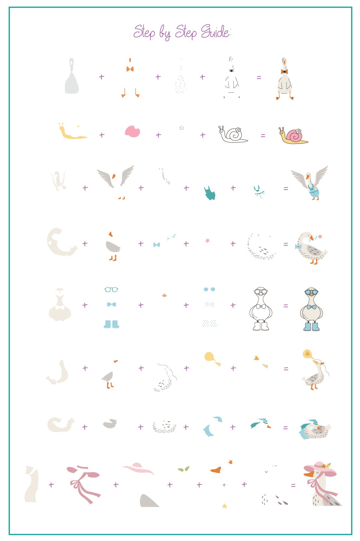 Silly Goose (CjS-396) Etched Nail Art Stamping Plate