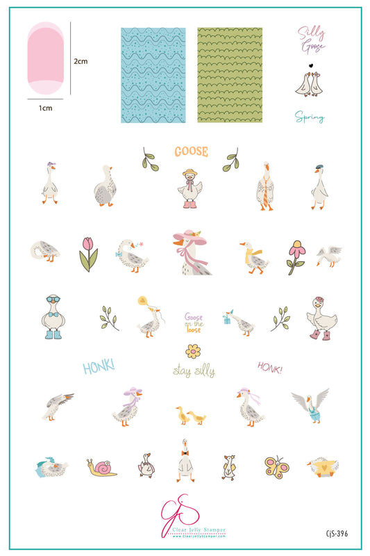 Silly Goose (CjS-396) Etched Nail Art Stamping Plate