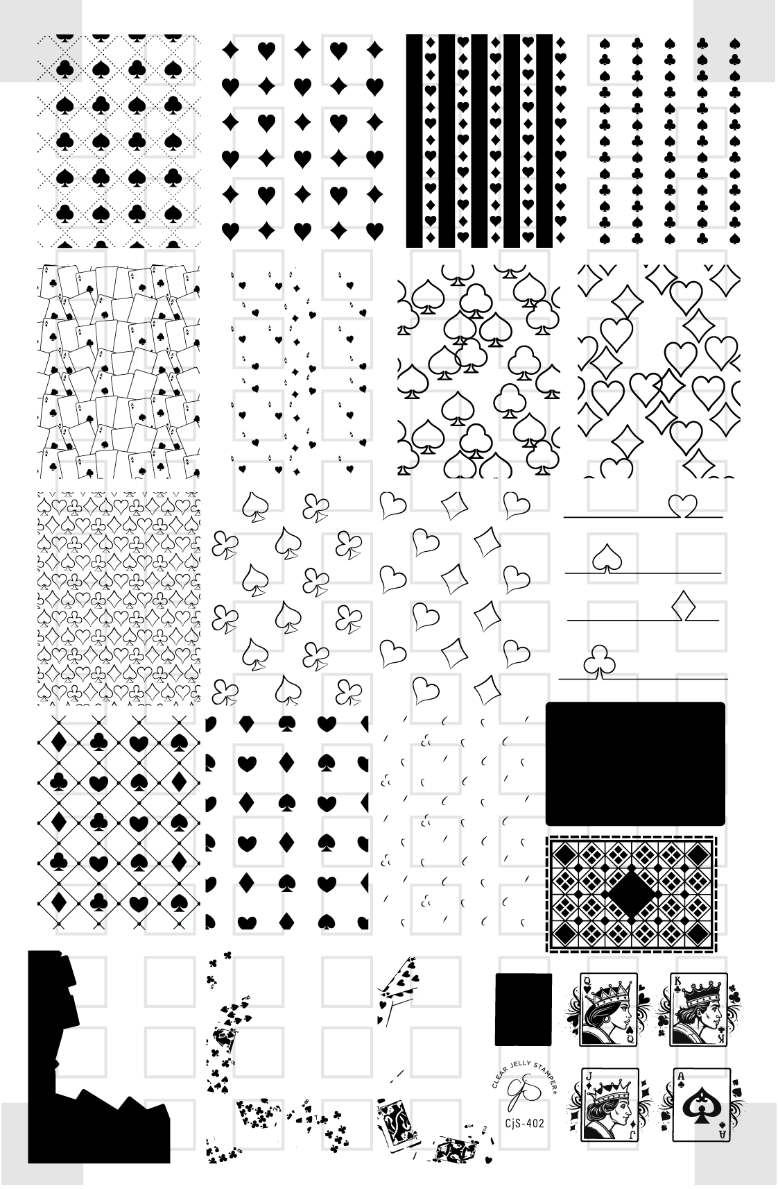 Stack the Deck (CjS-402) Etched Nail Art Stamping Plate