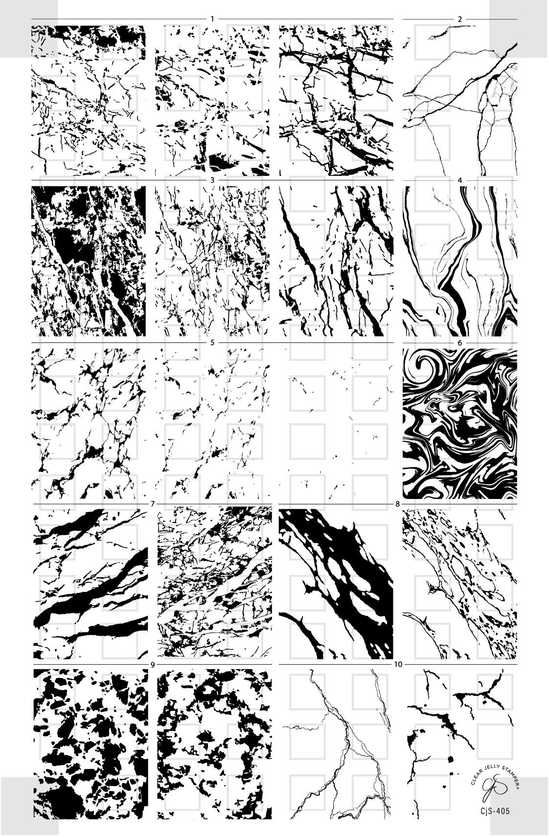 Marble Crush (CjS-405) Etched Nail Art Stamping Plate