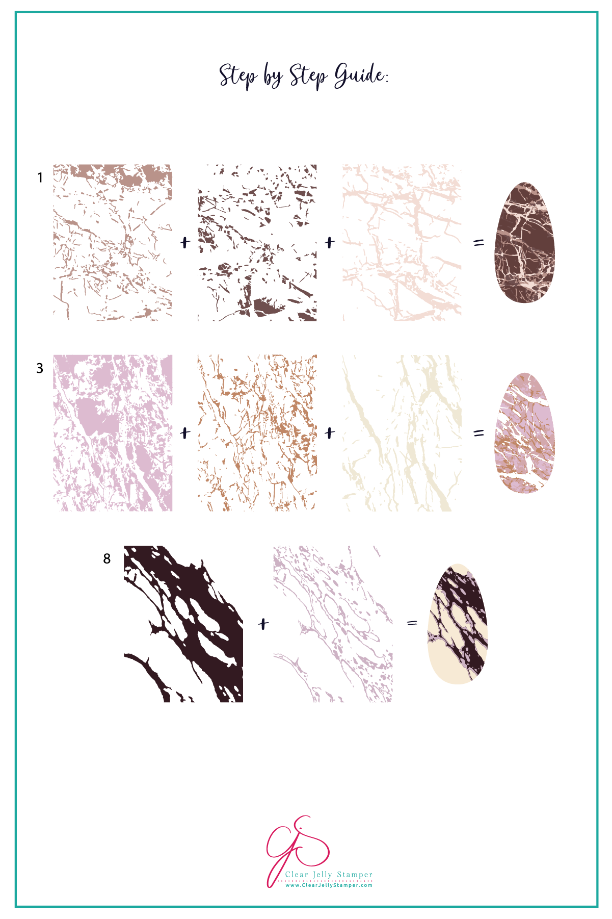 Marble Crush (CjS-405) Etched Nail Art Stamping Plate