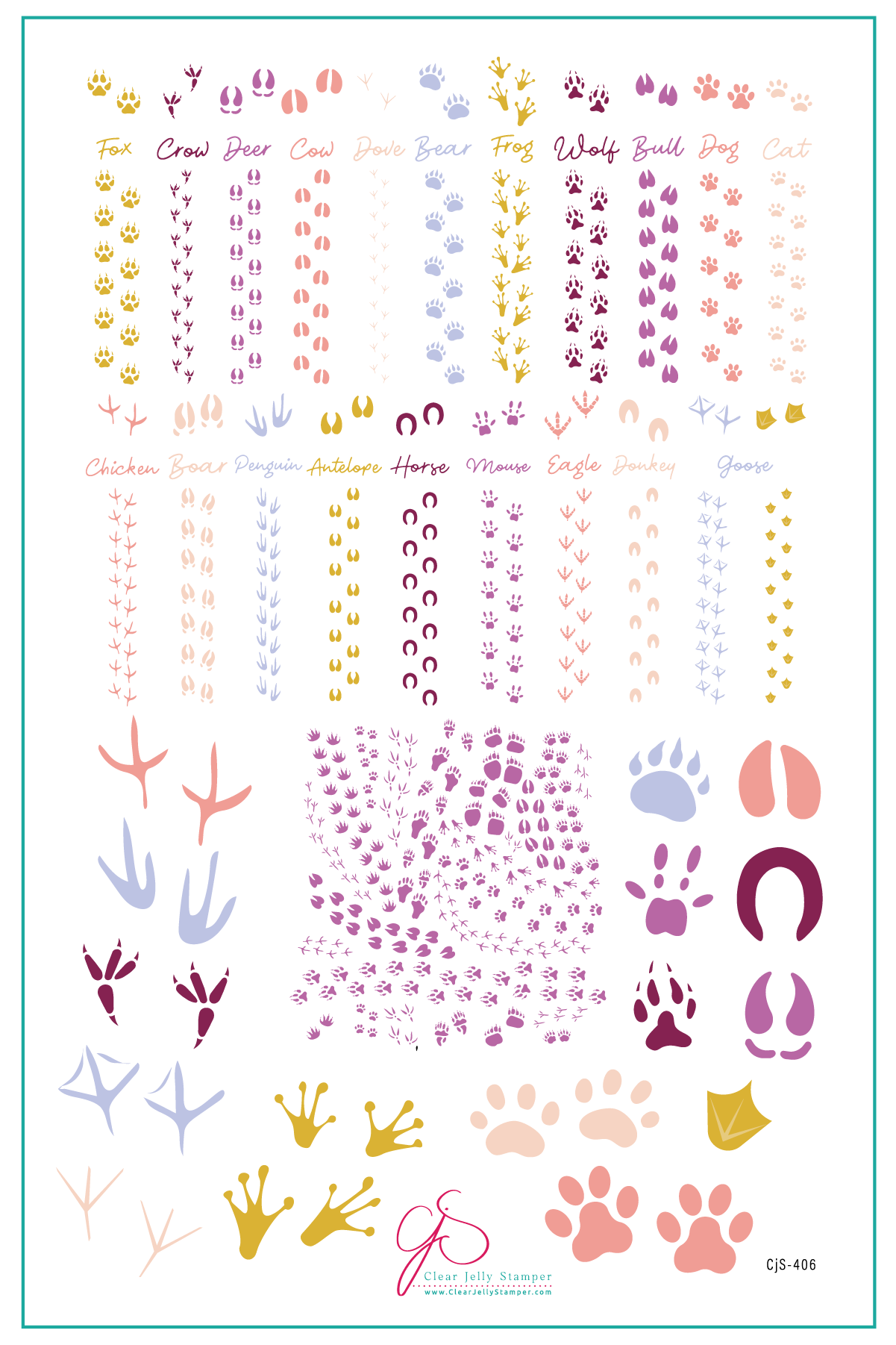 Paw-Sibilities (CjS-406) Etched Nail Art Stamping Plate