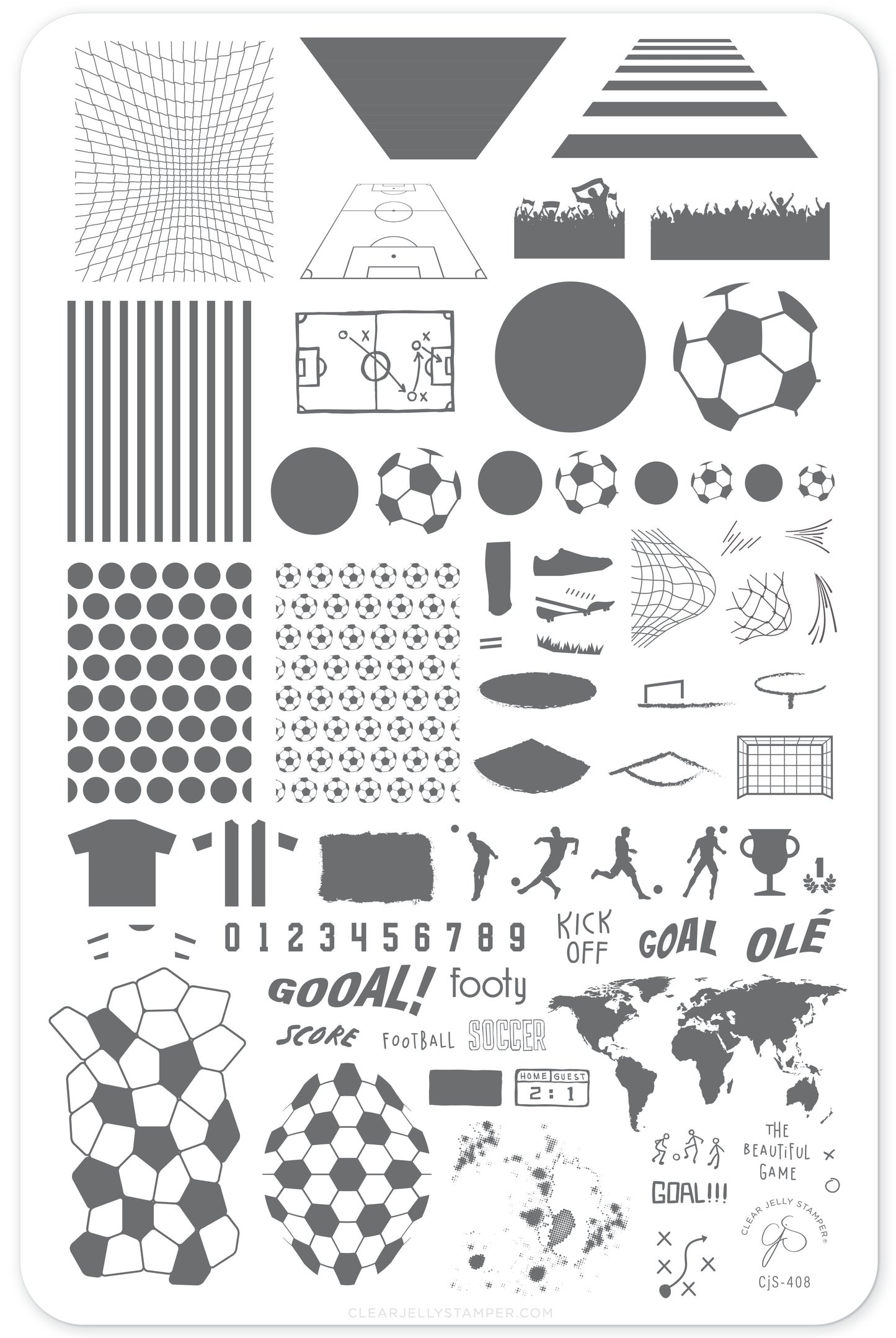 The Beautiful Game (CjS-408) Etched Nail Art Stamping Plate