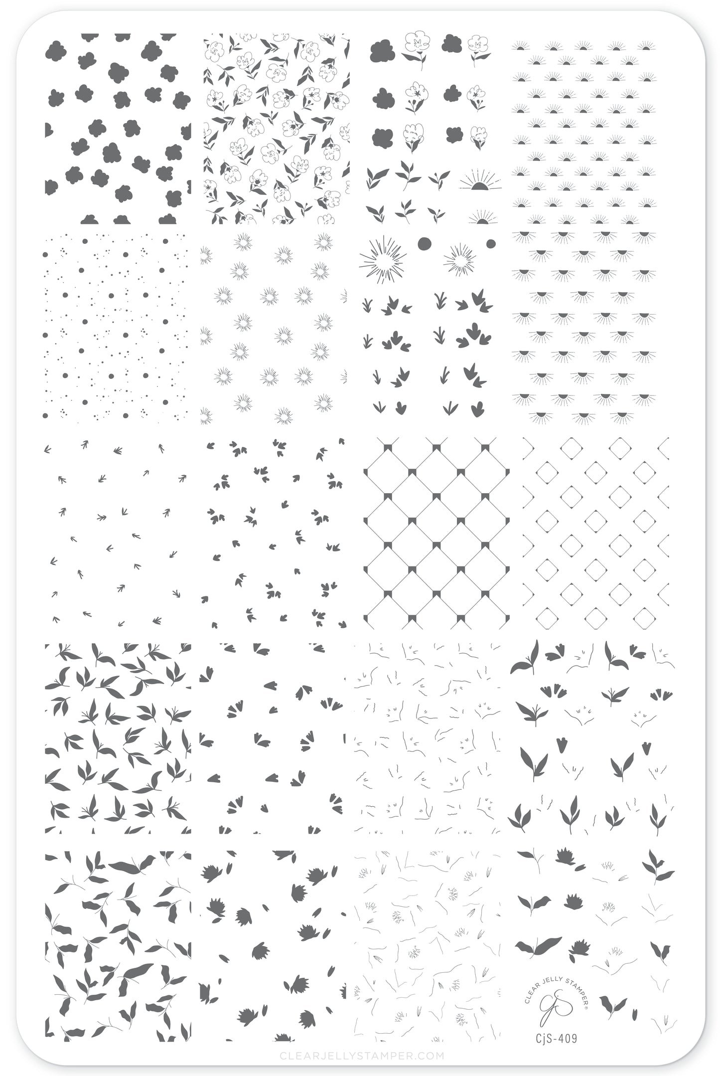 Petals in Pattern (CjS-409) Etched Nail Art Stamping Plate