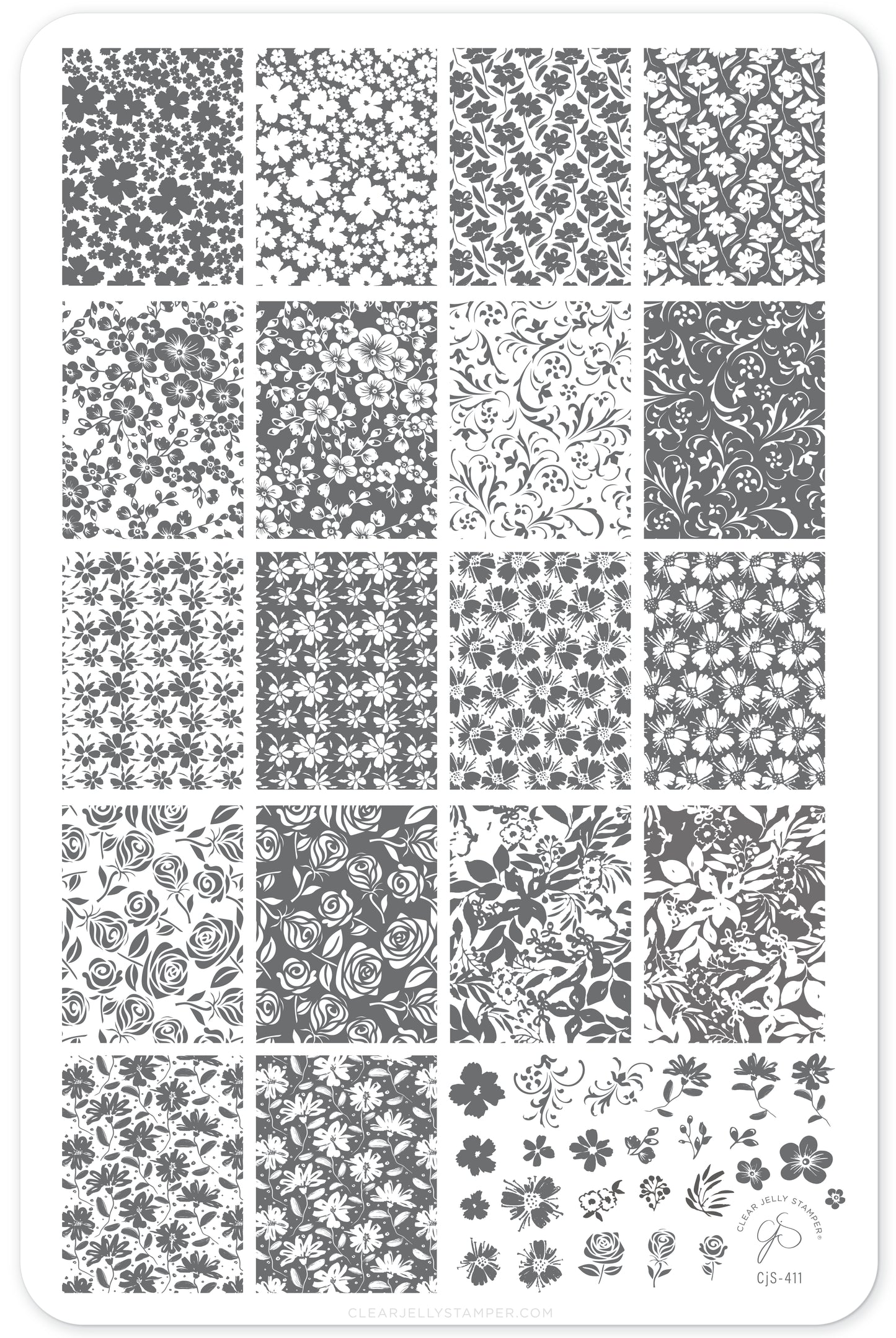 Garden Layers (CjS-411) Etched Nail Art Stamping Plate