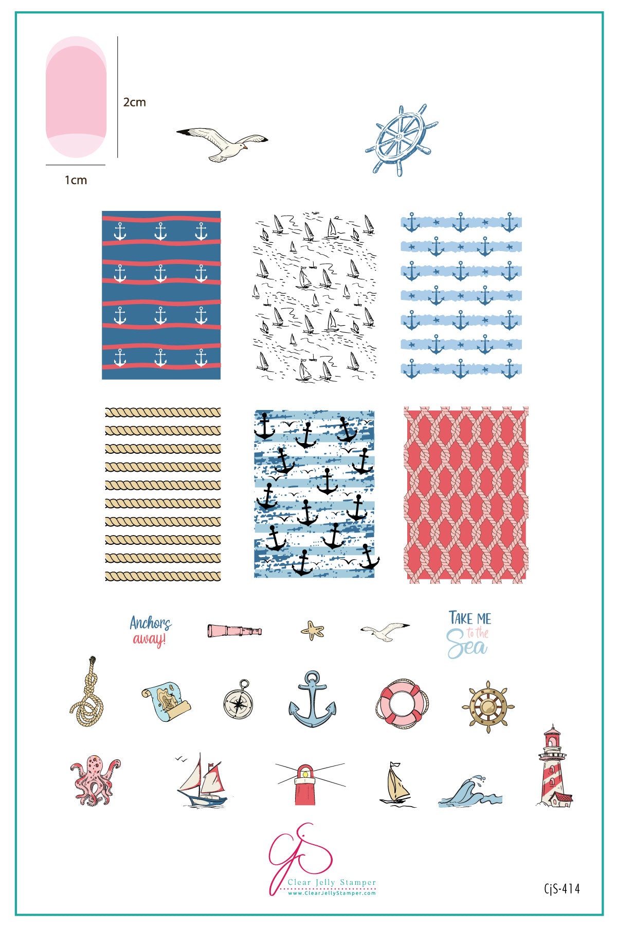 Salty Air & Sea Flair (CjS-414) Etched Nail Art Stamping Plate