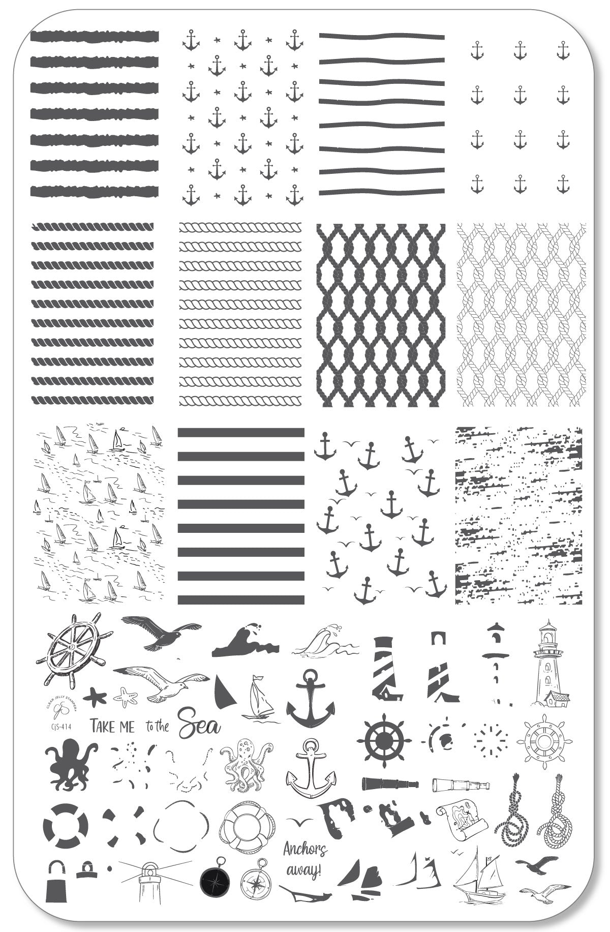 Salty Air & Sea Flair (CjS-414) Etched Nail Art Stamping Plate