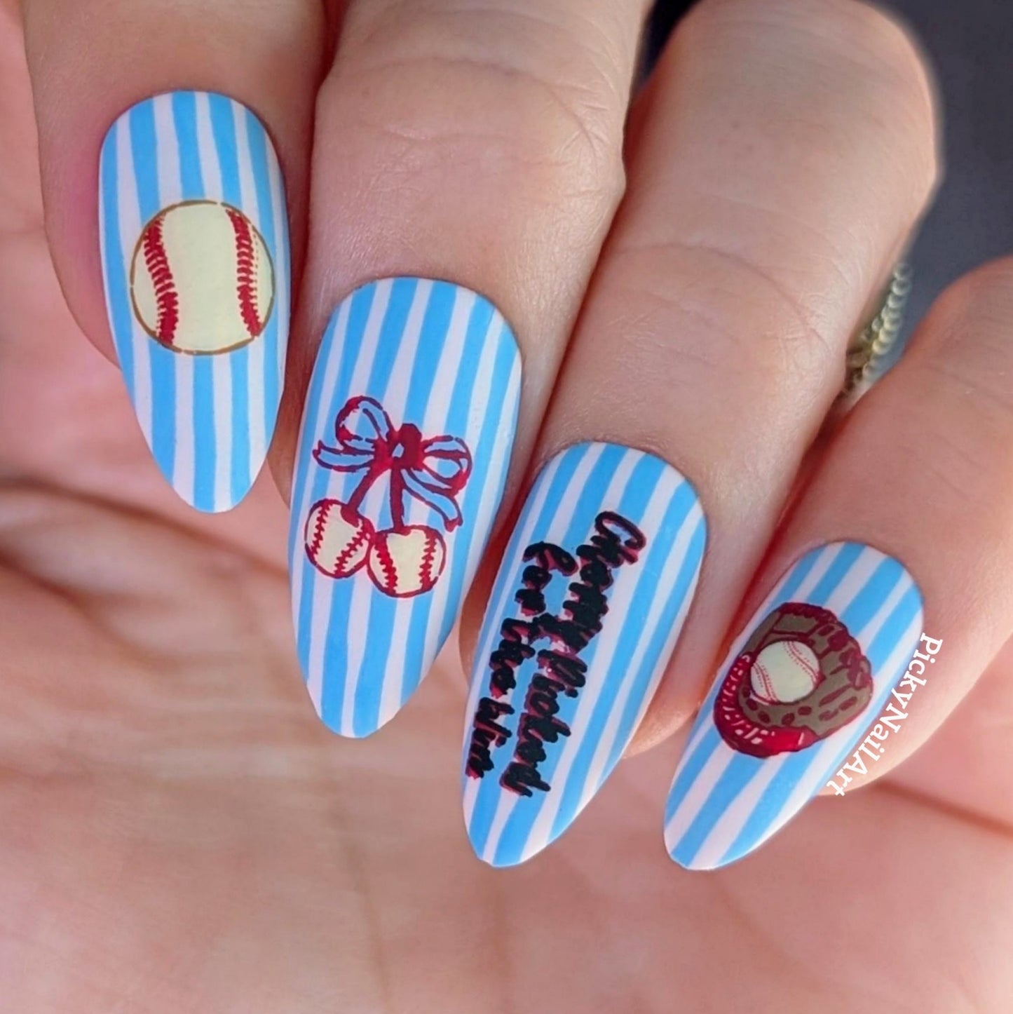 Cherry Picked For The Game (CjS-416) Etched Nail Art Stamping Plate