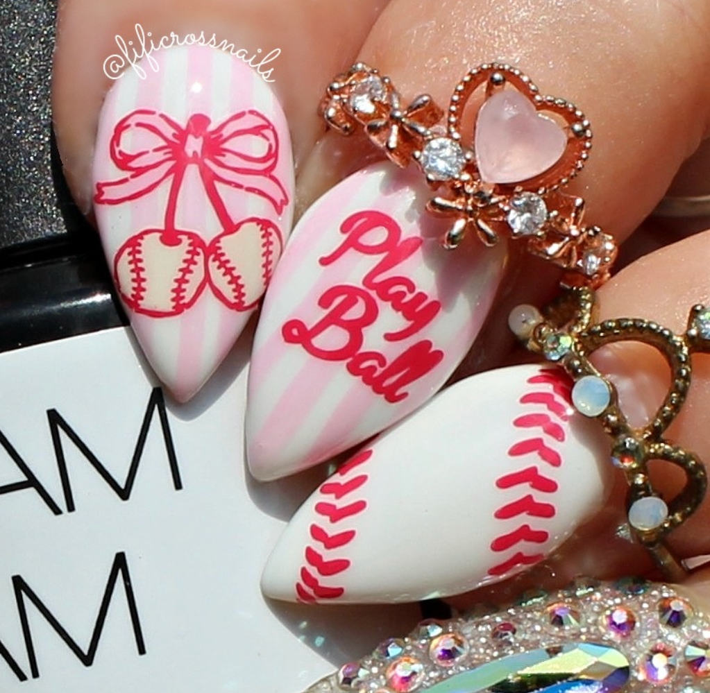 Cherry Picked For The Game (CjS-416) Etched Nail Art Stamping Plate
