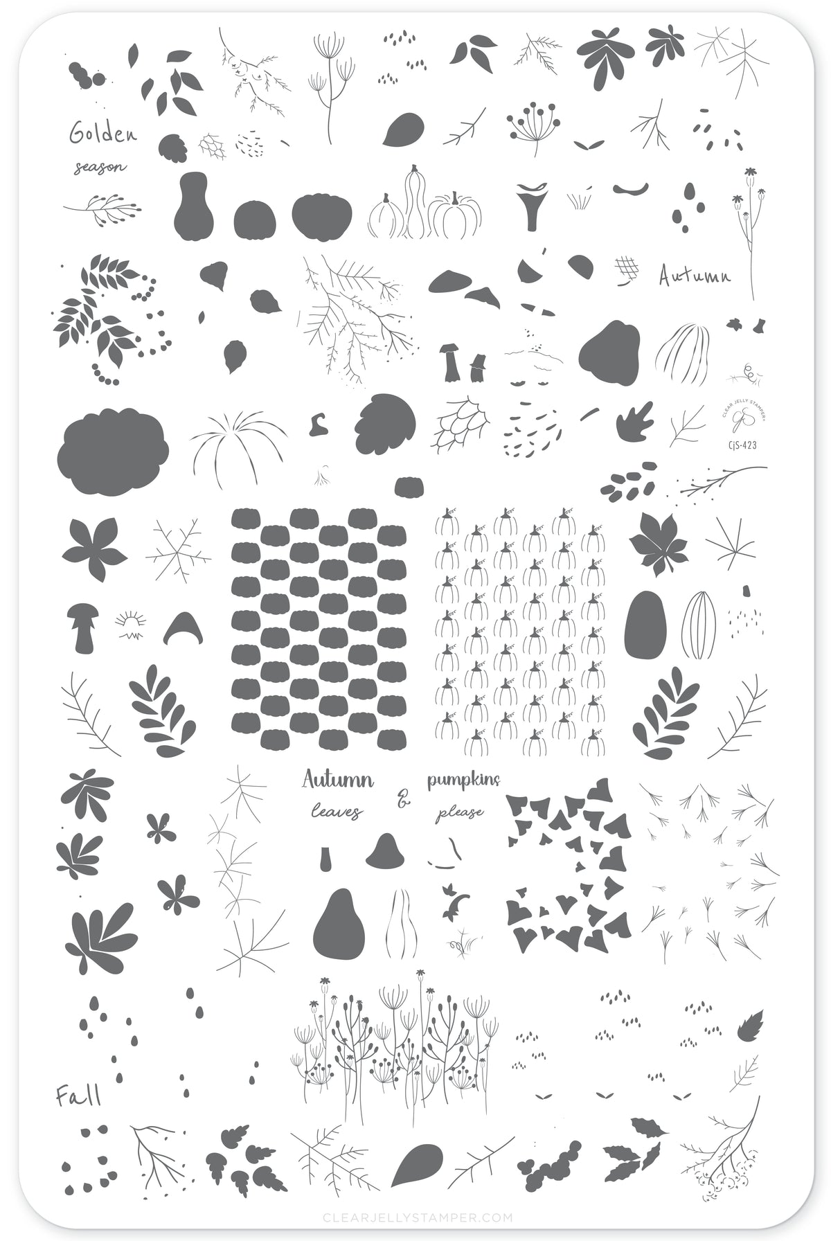 Golden Season (CjS-423) Etched Nail Art Stamping Plate