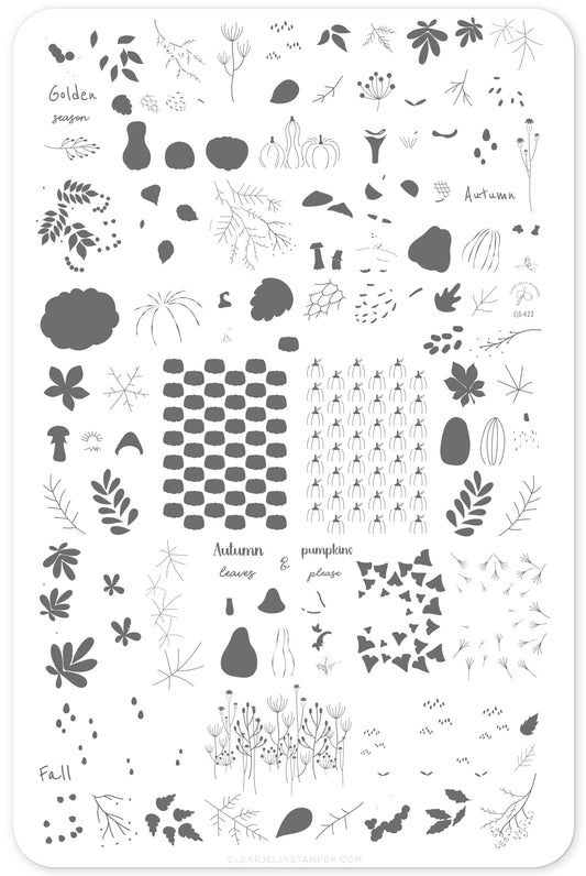 Golden Season (CjS-423) Etched Nail Art Stamping Plate