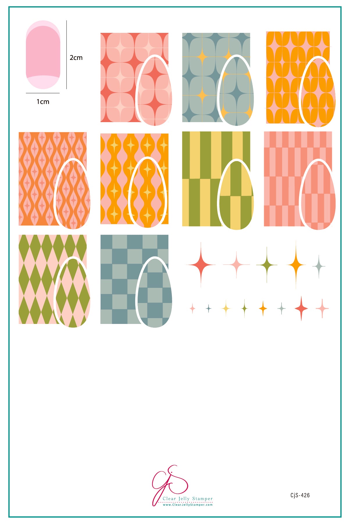 Retro Radiance (CjS-426) Etched Nail Art Stamping Plate