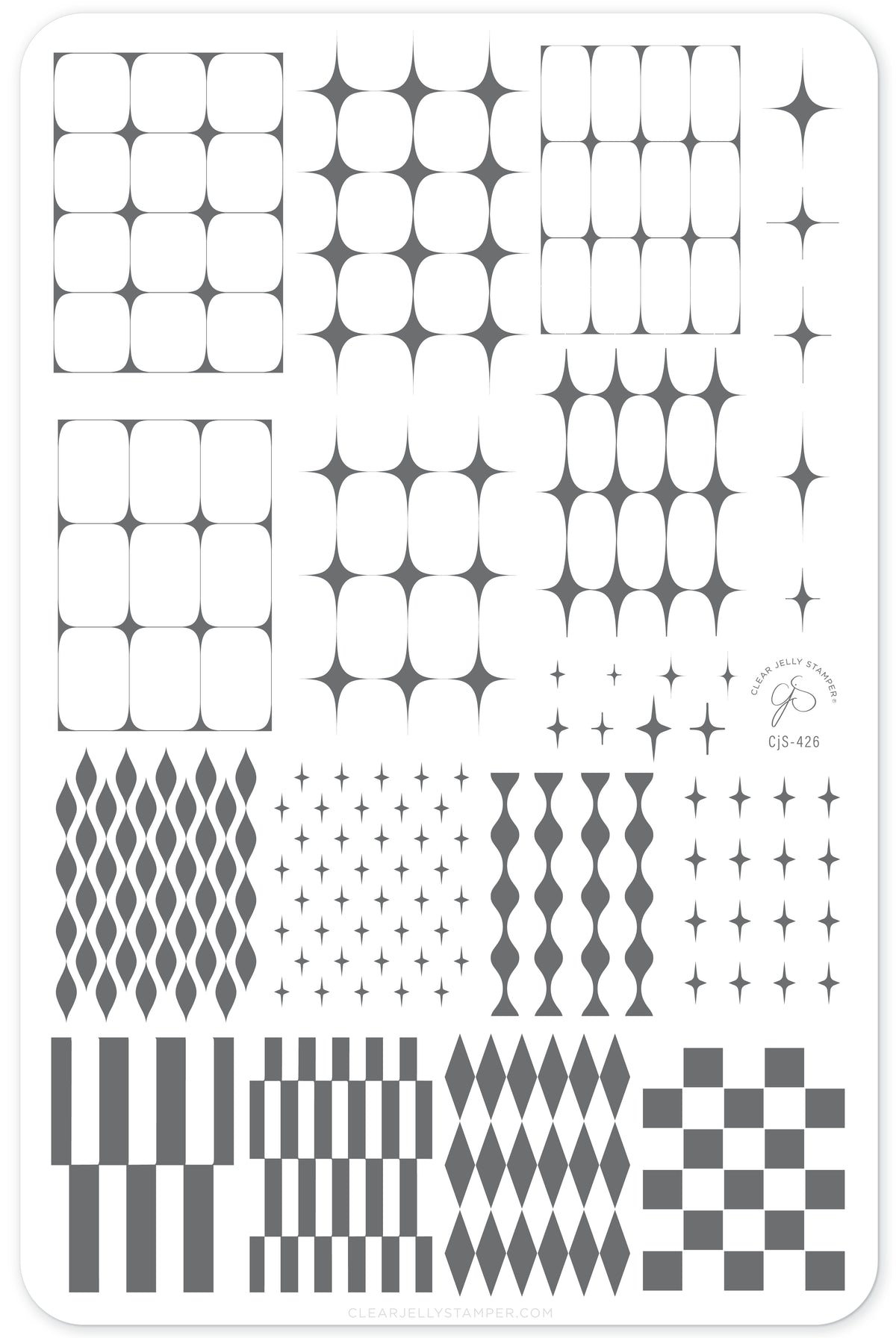 Retro Radiance (CjS-426) Etched Nail Art Stamping Plate