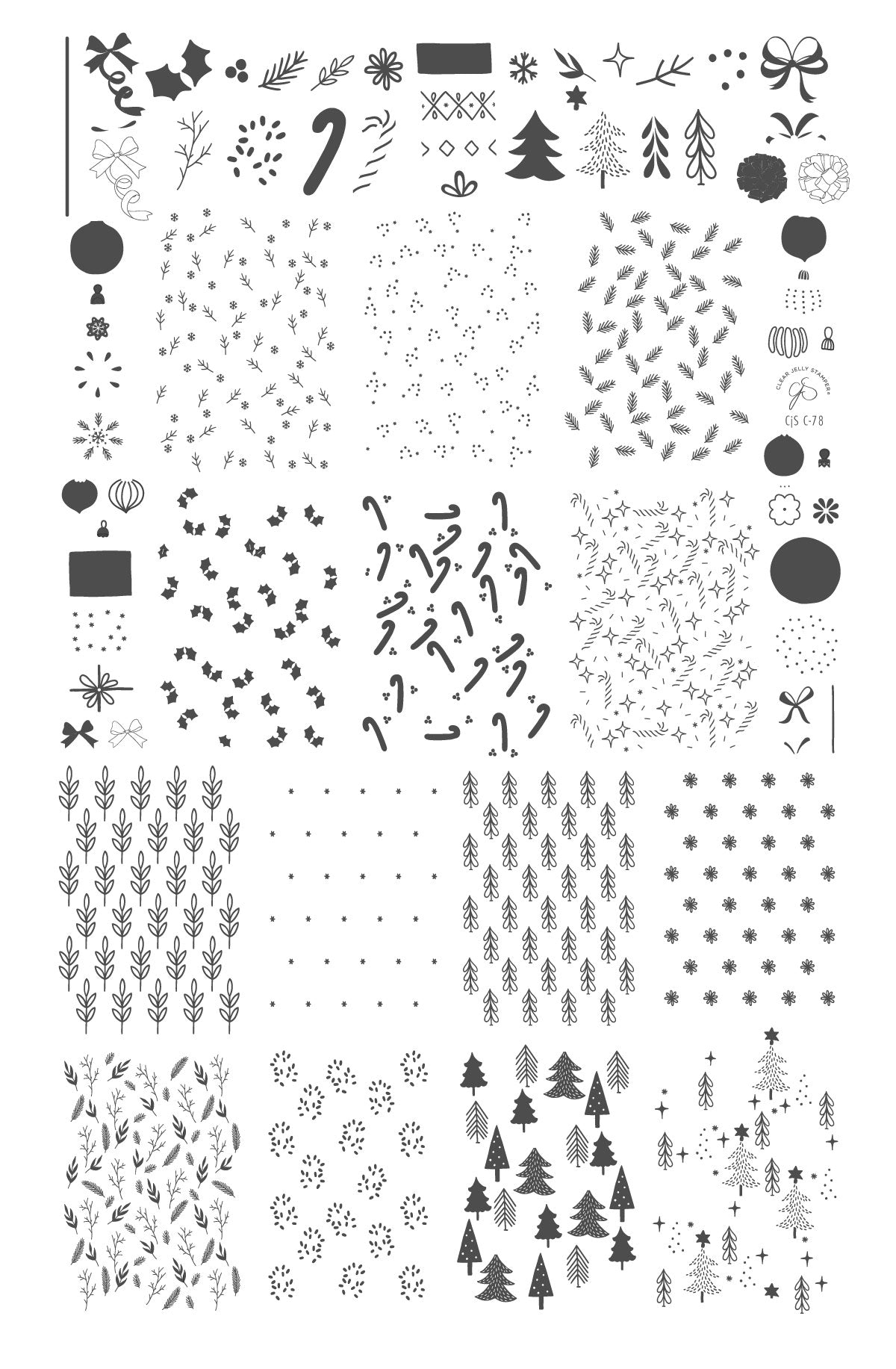 Pretty Paper - Festive (CjSC-78) Steel Nail Art Layered Stamping Plate