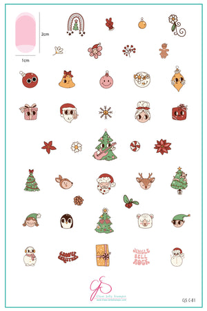 Groovy Christmas (CjSC-81) Steel Nail Art Layered Stamping Plate