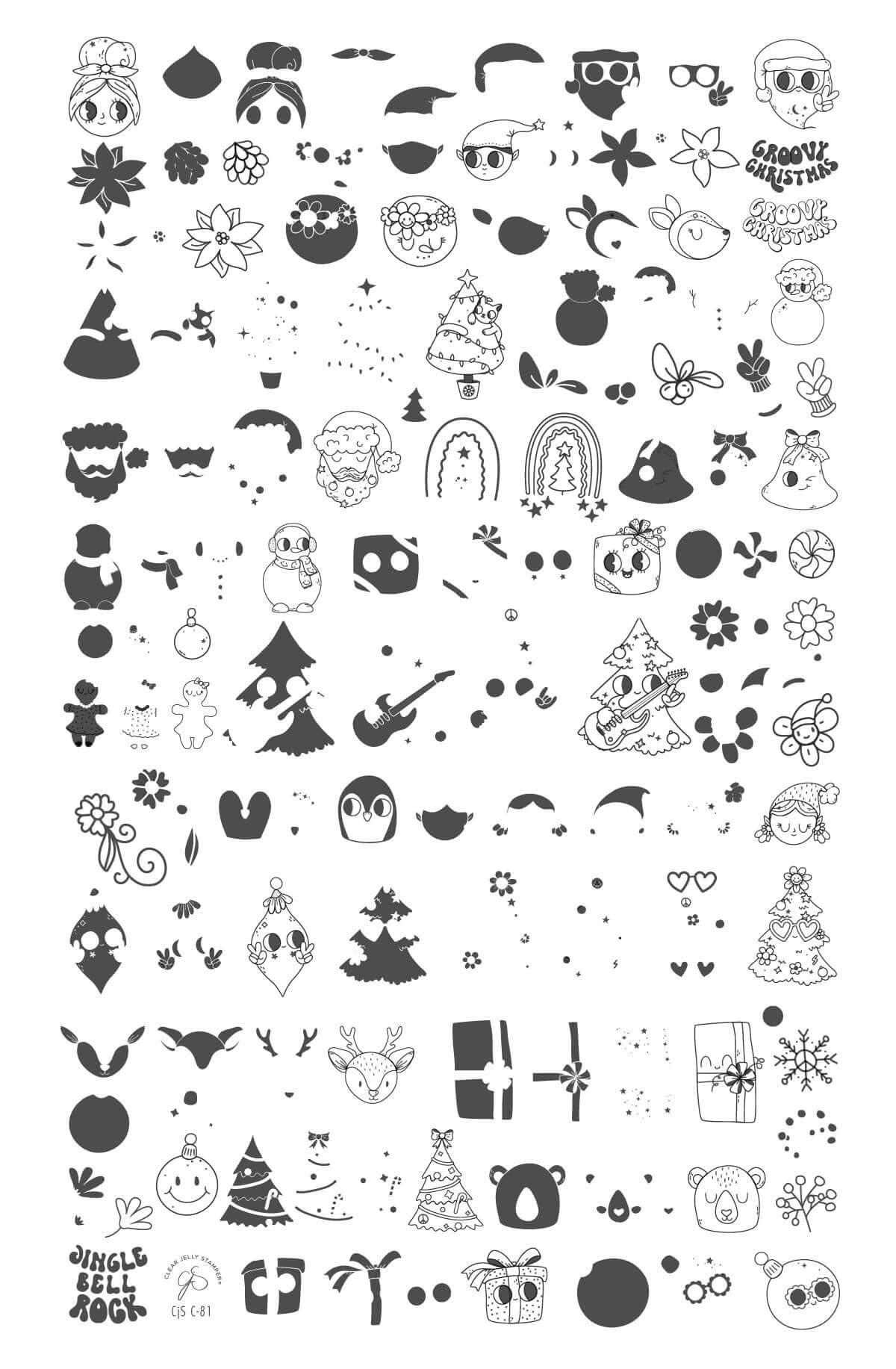 layered-nail-art-stamping-plate-with-designs-of-christmas-trees-reindeer-baubles-and-words-for-nail-art