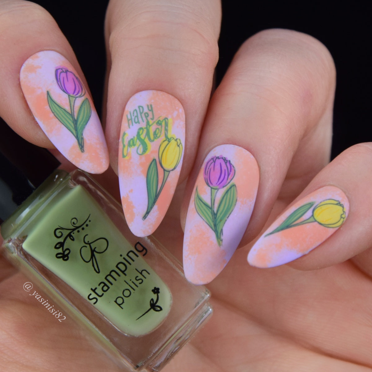 Tulip Tails (CjSH-110) Steel Nail Art Layered Stamping Plate